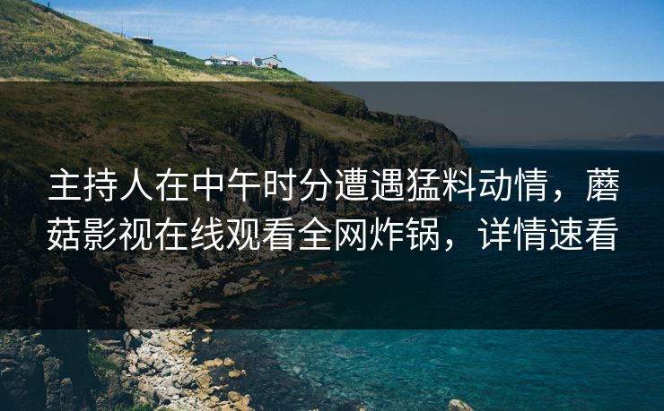 主持人在中午时分遭遇猛料动情，蘑菇影视在线观看全网炸锅，详情速看