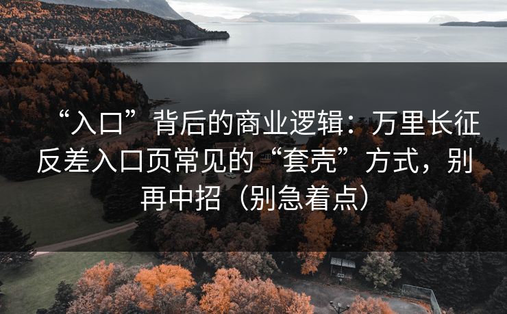 “入口”背后的商业逻辑:万里长征反差入口页常见的“套壳”方式,别再中招(别急着点) “入口”背后的商业逻辑:万里长征反差入口页常见的“套壳”方式,别再中招(别急着点)