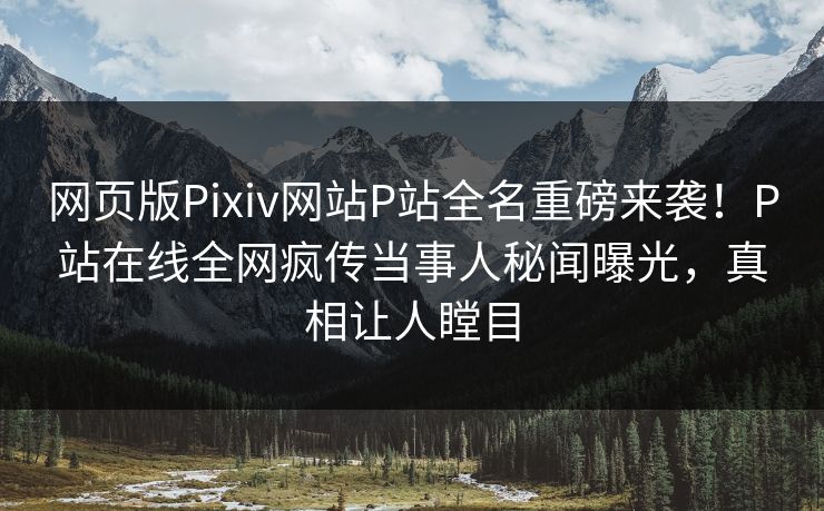 网页版Pixiv网站P站全名重磅来袭！P站在线全网疯传当事人秘闻曝光，真相让人瞠目