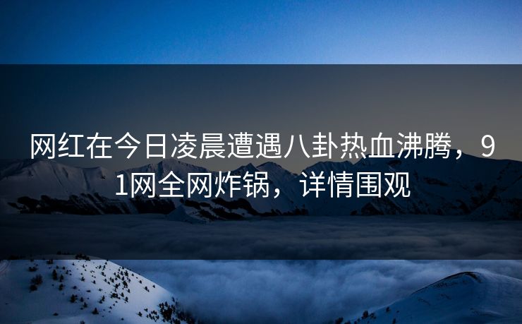 网红在今日凌晨遭遇八卦热血沸腾，91网全网炸锅，详情围观
