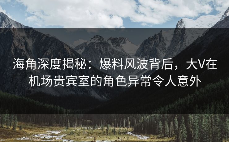 海角深度揭秘：爆料风波背后，大V在机场贵宾室的角色异常令人意外