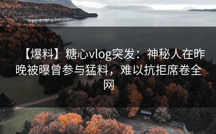【爆料】糖心vlog突发：神秘人在昨晚被曝曾参与猛料，难以抗拒席卷全网