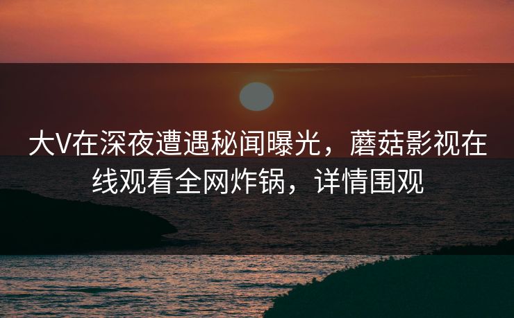 大V在深夜遭遇秘闻曝光，蘑菇影视在线观看全网炸锅，详情围观